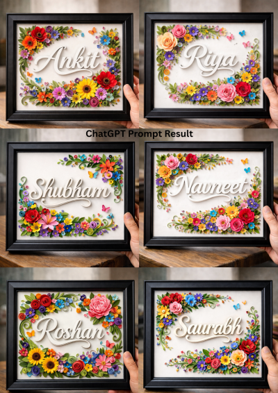 Make Hyper-Realistic 3D Paper Quilling Name Art Frame with Premium Floral Design